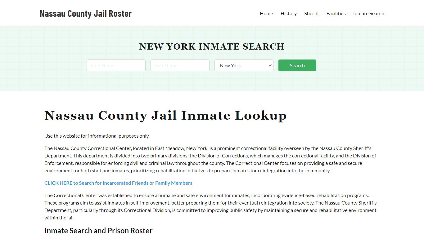 Nassau County Jail Roster Lookup, NY, Inmate Search