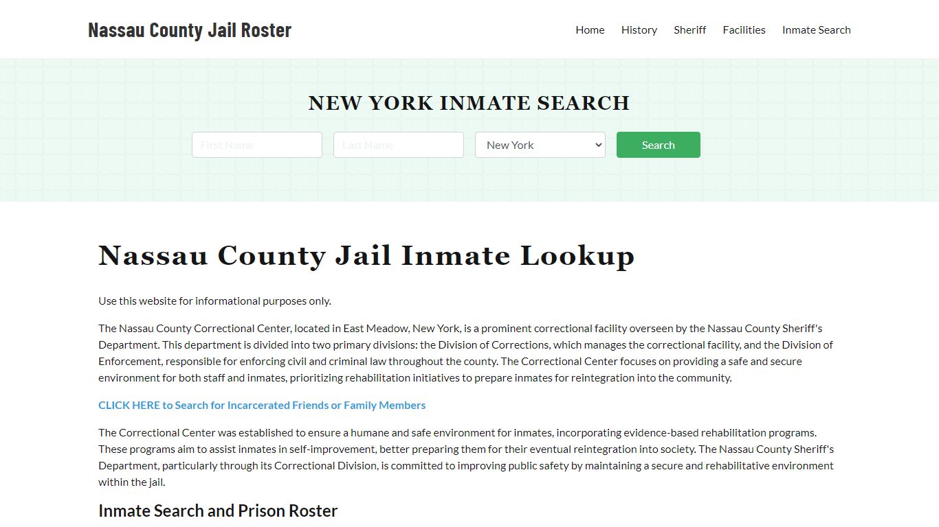 Nassau County Jail Roster Lookup, NY, Inmate Search